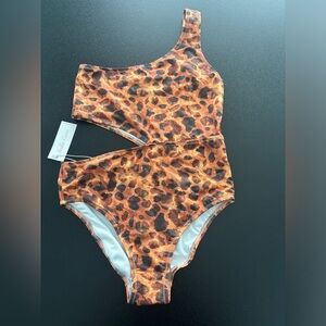 BNWT Stella Cove Girls one piece bathing suit swimsuit cut out tortoise 12 14